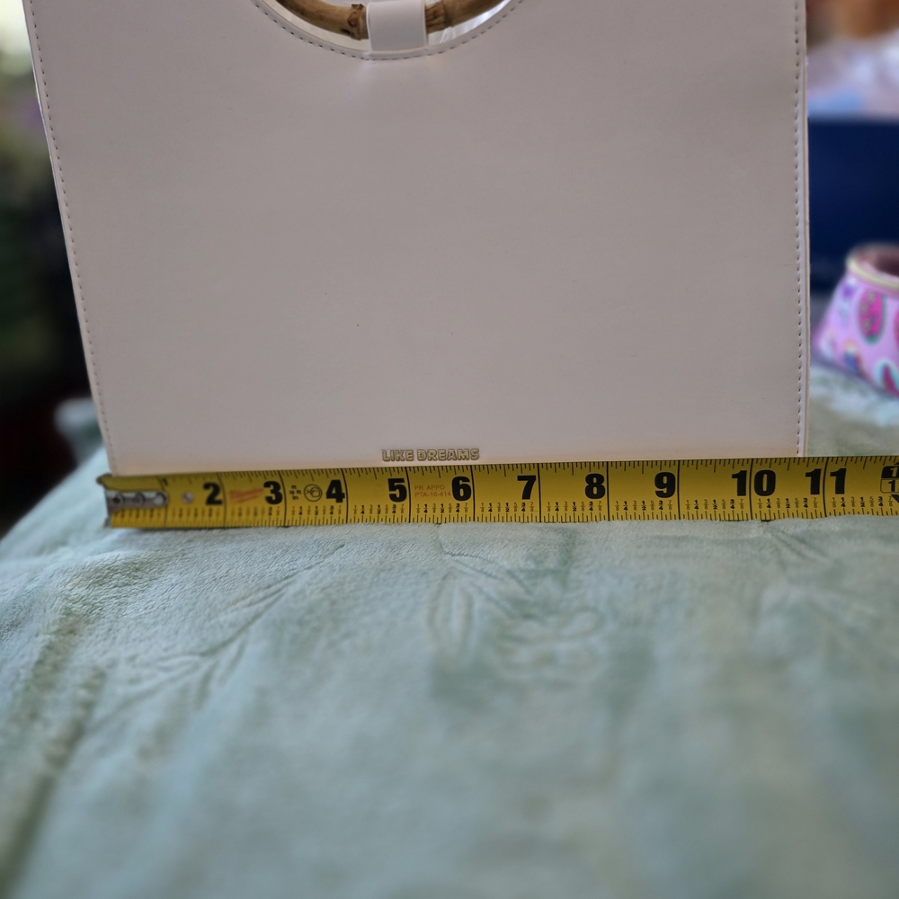 Like Dreams White Shoulder Bag with Bamboo Handles - Picture 11 of 11